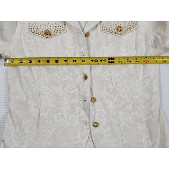 Vintage Christine‎ Alexander Swarovski Crystal Floral Jacket White Womens Medium - Picture 12 of 12